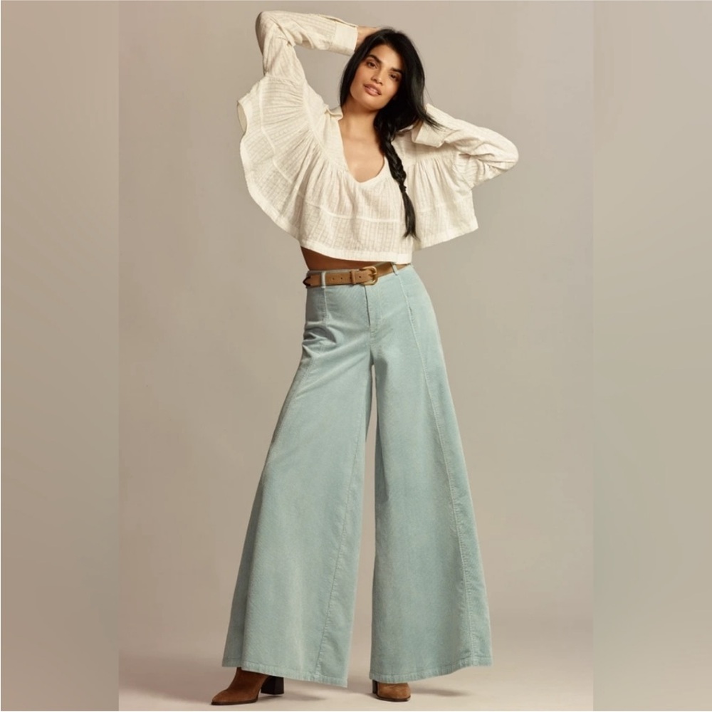 Anthropologie Shine Corduroy Palazzo super wide leg pants